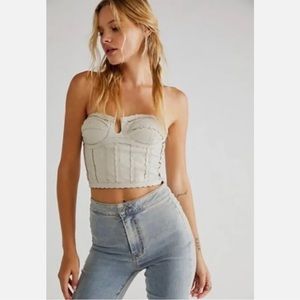 FREE PEOPLE MOJAVE MOON CREAM SOFT LEATHER CORSET (SIZE S)
